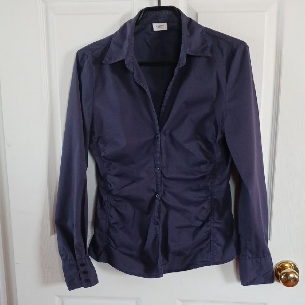 Women's Blue Button-Up Shirt